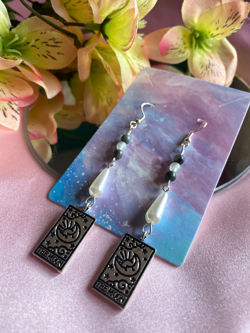 Image of Moon Tarot Teardrop Earrings