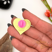 Image 3 of Heart of Love Enamel Pin – Pink Heart with Gold Accents