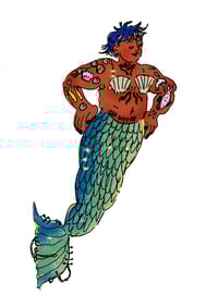 Punk Mermaid Blue Hair Colour Print