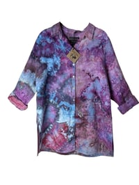Image 2 of ♻️ UPCYCLED L 100% Linen Tunic in Warm Earthy Ice Dye