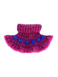 Image 1 of Sofie and Iris Dark Cherry, Strong Blue and Hot Pink Mohair Collar