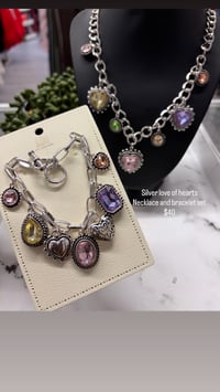 Image 1 of Silver love of hearts necklace and bracelet set 