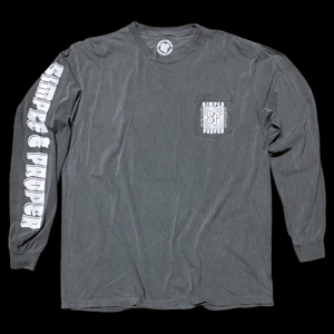 Image of S&P-“Trippy Phrases” Logo L/S Pocket Tee (Charcoal)