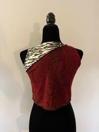 Image 2 of Sleeveless Duo-Pattern Crop Top