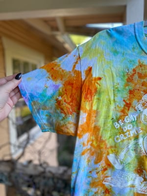 Image of LARGE Godzilla Be Gay Do Crime Tie Dye Shirt 3