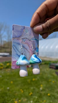 Image 4 of Speckled Earth Swirl Mushroom Dangles 