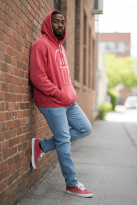 Image 4 of Get Use 2 It Oversize Vintage Identity Hoodie Red 