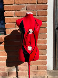 Image 1 of Harley Two-Tone Latex Thong Bodysuit