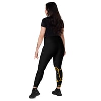 Image 5 of BOSSFITTED Black and Yellow Elite Squad Leggings with pockets