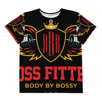 Image 2 of BossFitted Black and Red Youth crew neck t-shirt