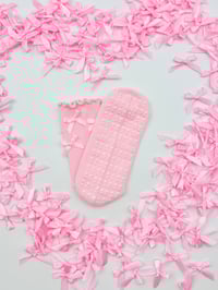 Image 1 of Pink Satin Bow Grip Socks 🎀