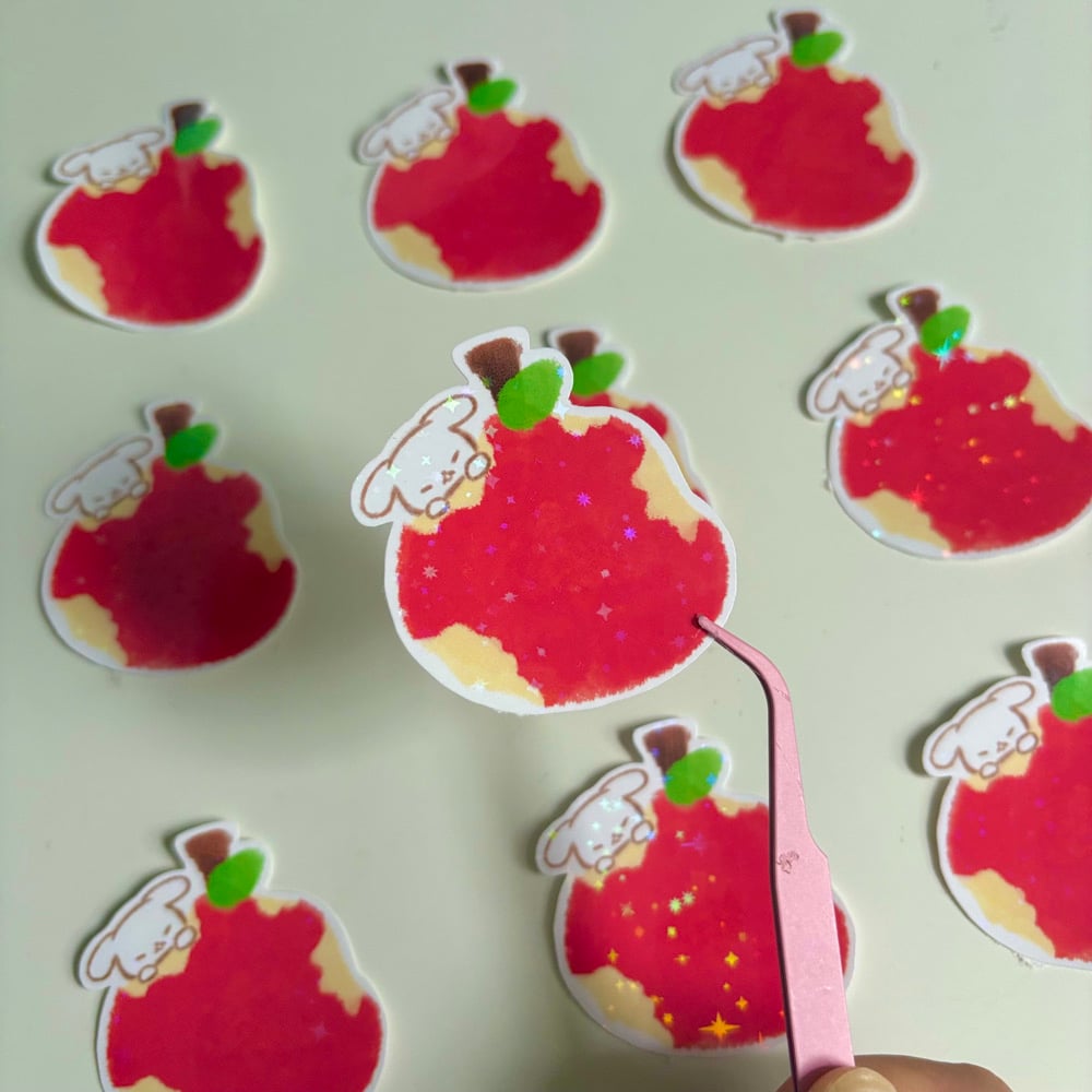 Image of Happy eating apple sticker