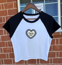 Image 2 of Fuck Ice- Gingham Scalloped Heart Baby Tee