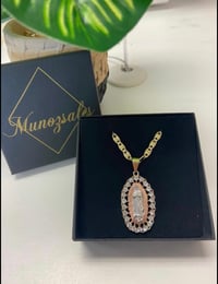 Image 2 of 14k Tricolor Plated Necklaces & Guadalupe Pendent with Rhinestones