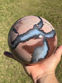 Image 9 of Large Volcano Agate Sphere UV #2112