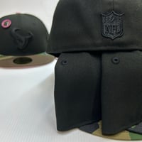 Image 2 of New Era 59Fifty Black W. Camo Texans *Pin included 