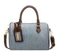 Image 3 of New Denim Speedy Bag Brown Straps