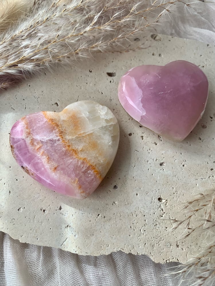 Image of Pink Aragonite AAA Grade Heart Carvings 
