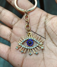Image 3 of Custom Healing Crystal and Evil Eye Keychain 