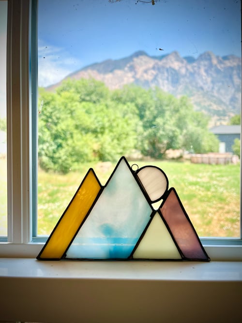 Image of Moon Mountain Range-stained glass