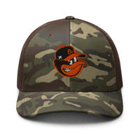 Image 2 of O’s Bird Flu Logo Camo Trucker Hat