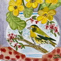 Image 2 of Siskin and Primroses