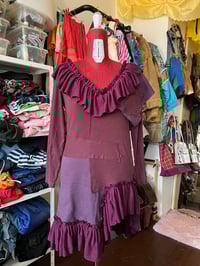 Image 1 of wine ruffles dress
