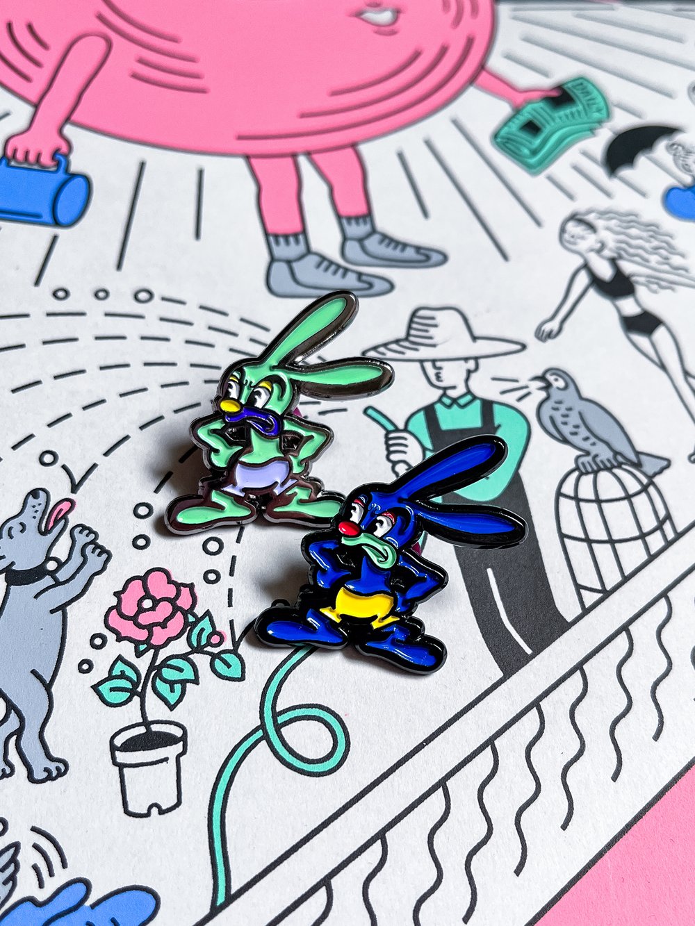 Image of Oswald The Grumpy Rabbit Enamel Pin