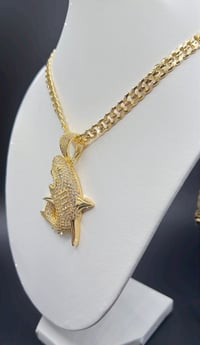 Image 3 of GOLD DIAMOND SHARK NECKLACE 