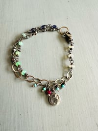 Image 4 of opal chalcedony and peacock pearl charm bracelet