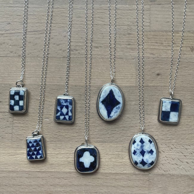 Porcelain silver necklace 8