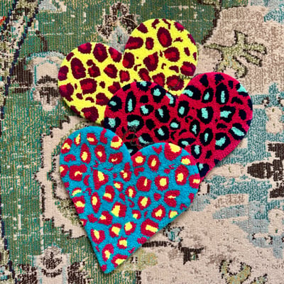 Image of Leopard Print Rug Hearts