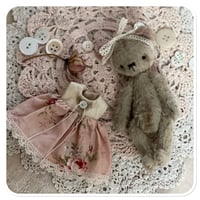 Image 9 of Petal a very sweet little beige teddy bear wearing a pretty pink dress