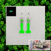 Image 1 of Glow-in-the-Dark Green Peen Earrings