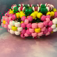 Image 3 of Pink White Flower Kandi Cage Cuff Bracelet