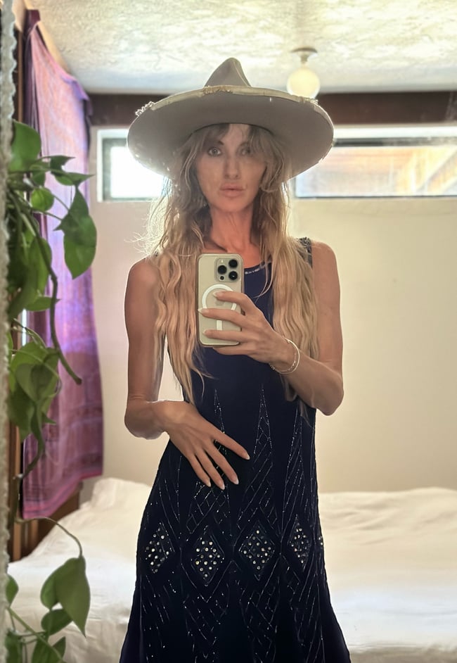 70s does 20s Saks Fifth Avenue sapphire silk flapper dress 