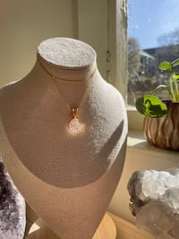 Image 1 of Gold Rose  Quartz Moon Crystal Necklace