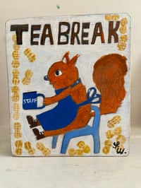 Image 3 of original painting-Squirrel tea break 
