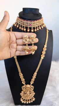 Image 2 of Brinda_Combo Choker Plus Ranihar Style Radha-Krishna Temple Jewelry 