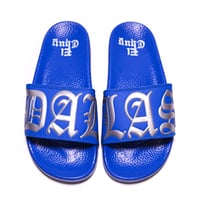 Image 1 of DALLAS BLUE/GREY SLIDES (NOW SHIPPING)