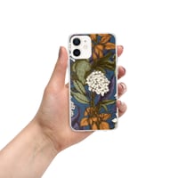 Image 8 of Art Nouveau Inspired Blue, Orange and White Boho Hippie Floral Sketch Clear Case for iPhone®