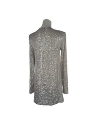 Image 2 of Blanc Woman Gold Sequin Long Sleeve Cardigan Jacket – Sparkly Open Front Evening Layer Size Small