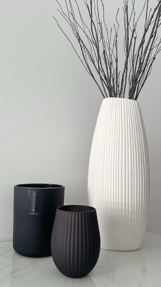 Image of Matte Black Classic Ribbed  Luxury Soy Candle
