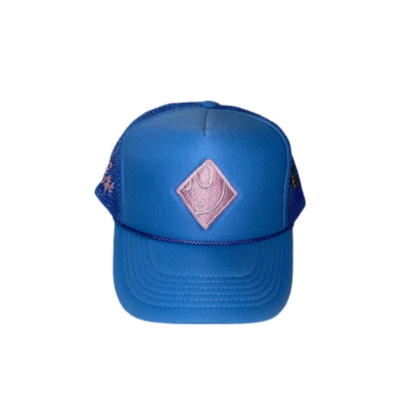 Image of Ghost Trucker Hat in Carolina Blue/Pink