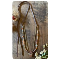 Image 5 of The Ariella Necklace - Rabbit Hair Quartz Carnelian Gold Rutilated Quartz and Brass Beads 