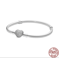 Women's Real Sterling Silver Bracelet (Heart Pendant)