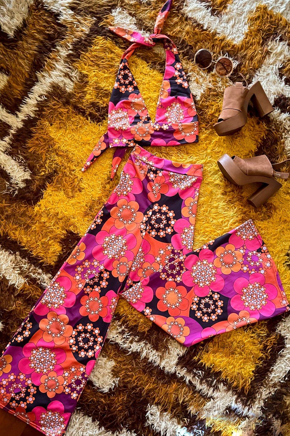 Heartbreaker Halter and Highway Flares SET In Get Groovy Pink
