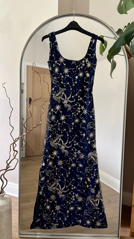 The Midnight Dress Gold Embellished Navy Maxi Dress