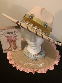 Image 1 of "Bee Of Good Cheer" Hand-Burned Wide Brim Hat