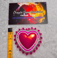 Image 6 of Hand Painted/Polished Hot Pink Heart Beaded Earrings 